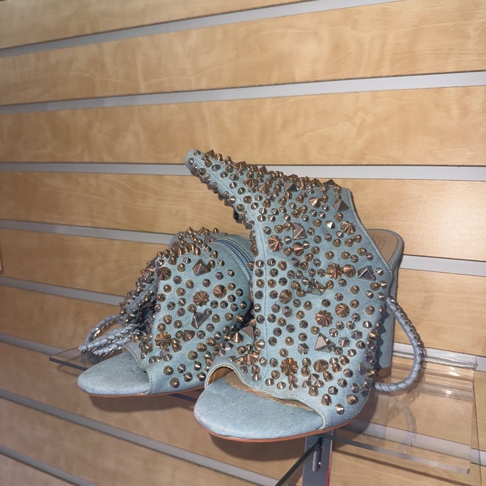 Embellished Light Blue Women's Heels